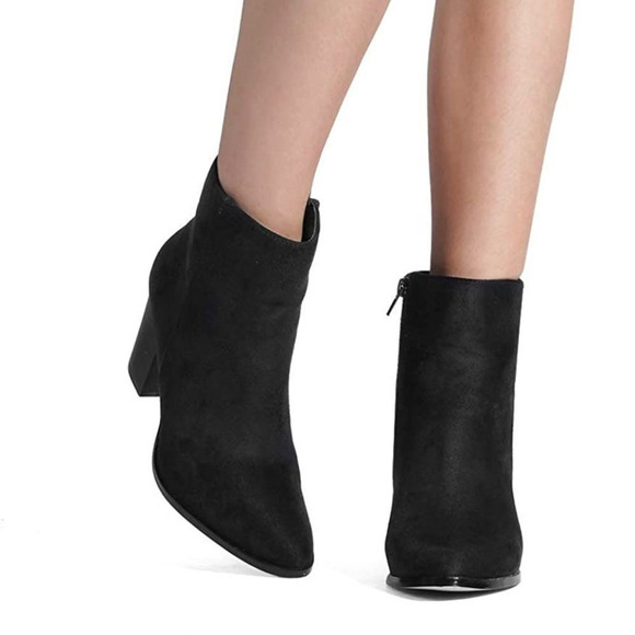 NWT Wool + Pepper Co. Black Suede Heeled Ankle Booties - Picture 5 of 8